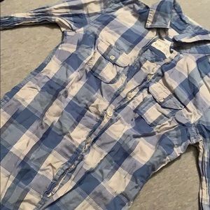 blue and white flannel